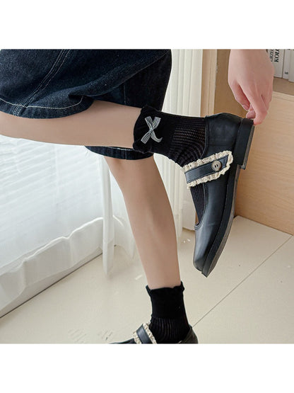 Rufia - Bow Trim Ribbed Ankle Socks product image 3