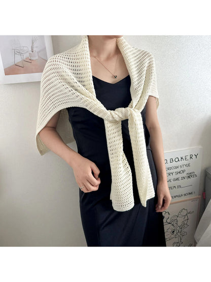 Scarvii - Open Knit Shoulder Wrap Scarf