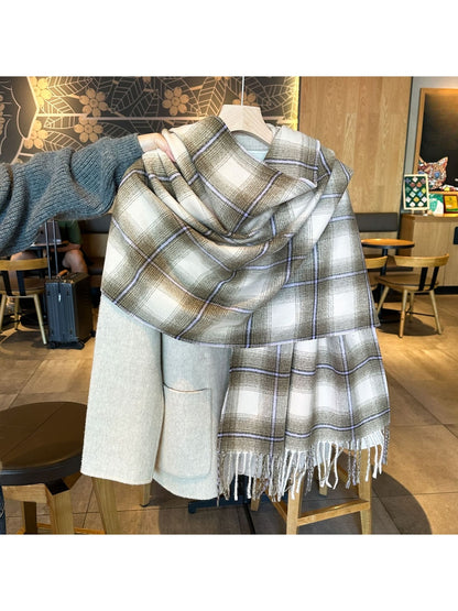 Scarvii - Classic Plaid Long Fringe Winter Scarf