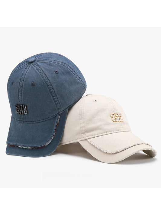 Haila - Simple Letter Detail Curved Brim Baseball Cap