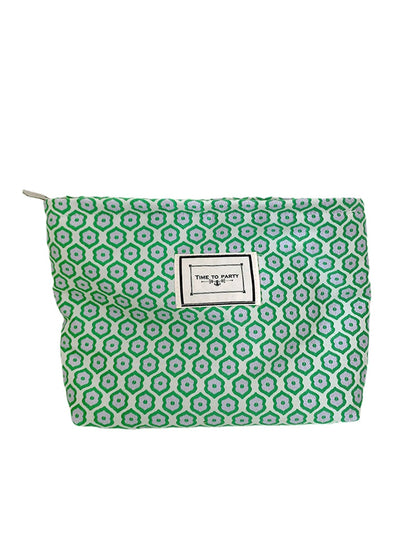 Cosbai - Floral Jacquard Zipper Makeup Organizer Bag
