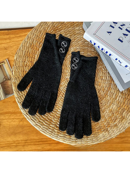 Gloving - Outlined Ball Detail Cuff Touchscreen Gloves