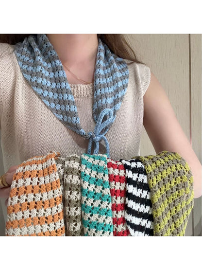 Scarvii - Geometric Stripe Tie-End Triangle Scarf
