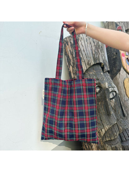 Cosbai - Classic Plaid Everyday Tote Bag