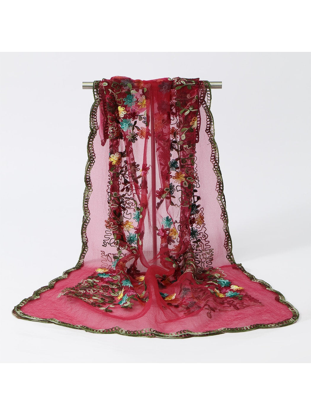 Scarvii - Lace Embroidered Floral Scarf
