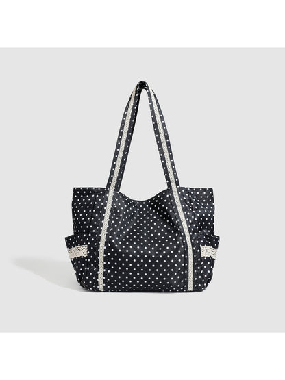 Cosbai - Polka Dot Bow Shoulder Tote Bag