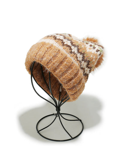 Haila Fair Isle Knit Pom Pom Beanie