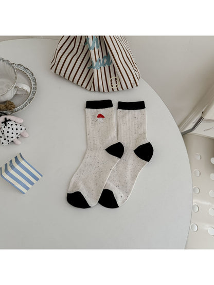 Rufia - Red Mushroom Detail Casual Crew Socks