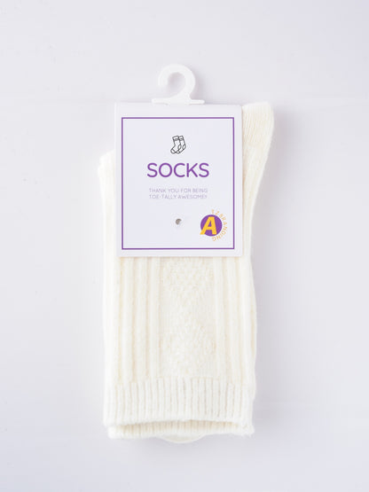 Rufia - Solid Diamond Pattern Mid-Calf Socks