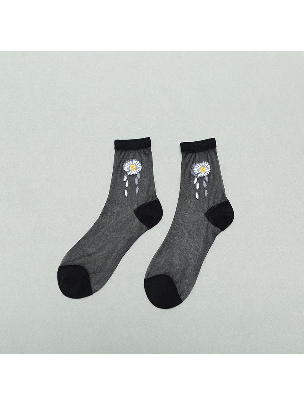 Rufia - Sheer Daisy Pattern Mesh Crew Socks