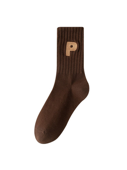 Rufia - Ribbed Letter Patch Minimal Crew Socks product image 6