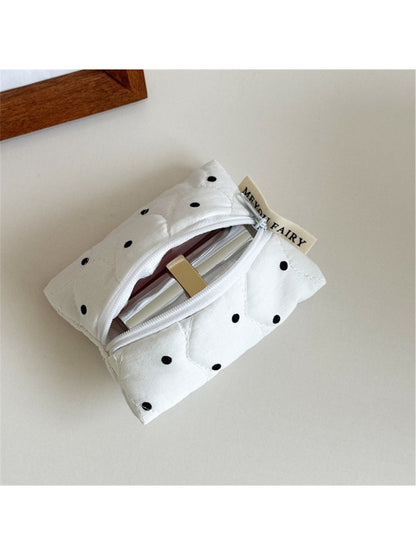 Cosbai Quilted Dot Cosmetic Bag with focus on the stitching and quilted dots