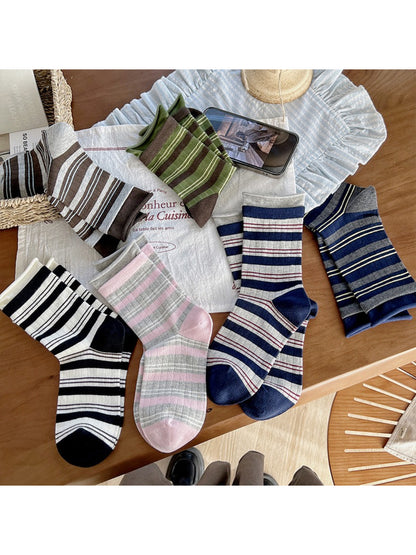 Rufia - Striped Cuff Knit Crew Socks