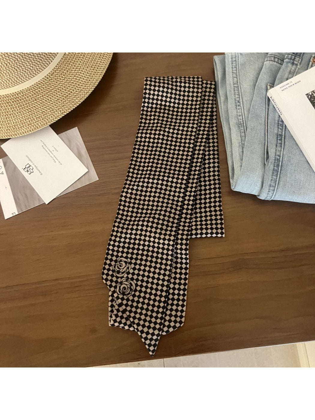 Scarvii Vintage Style Polka Dot Skinny Scarf