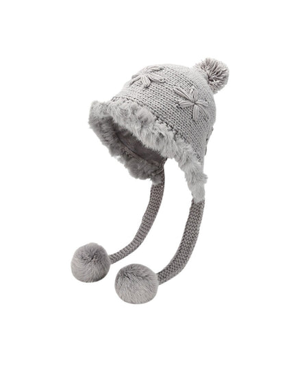 Haila – Solid Embroidered Winter Earflap Beanie