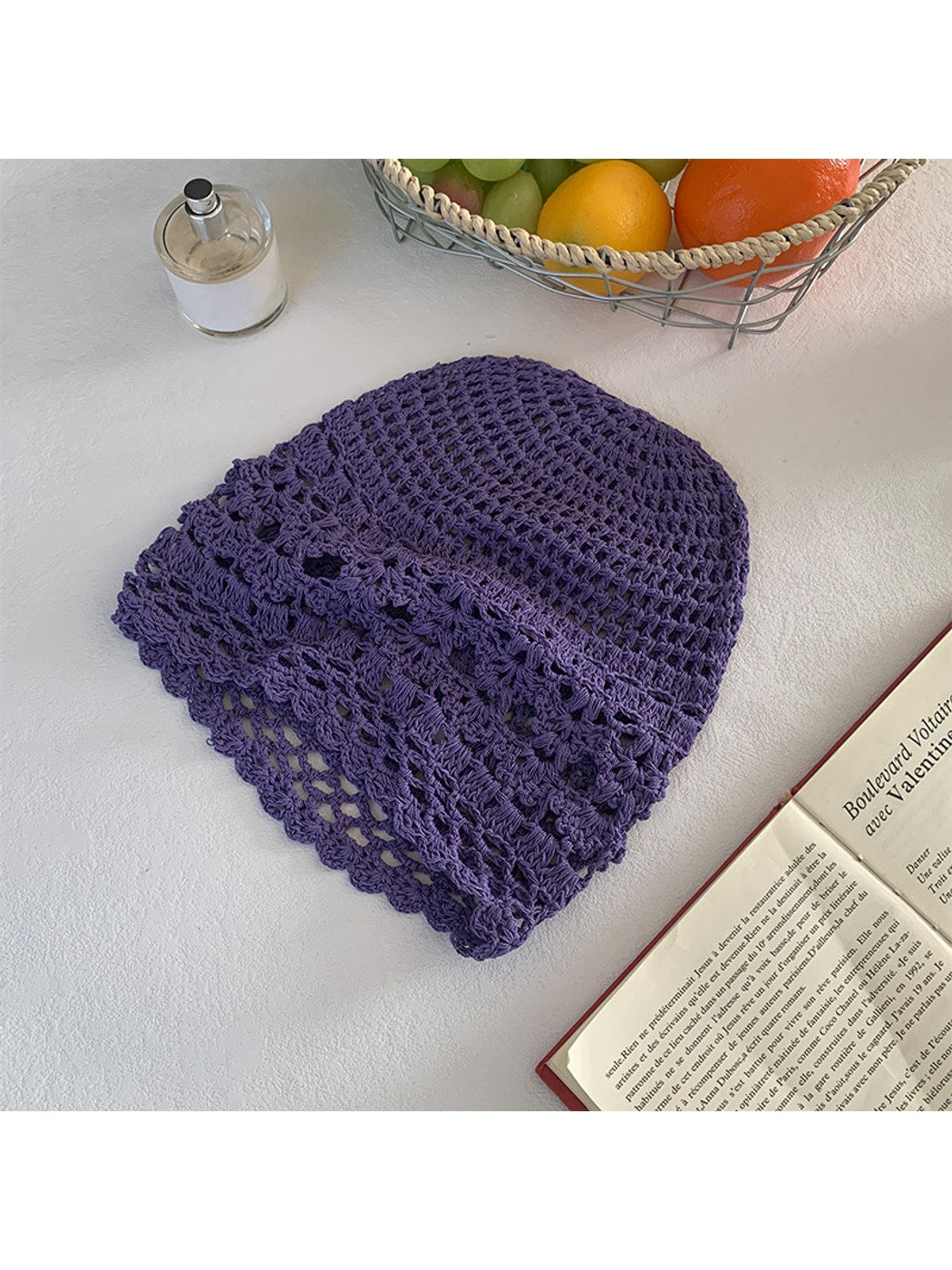 Haila - Women's Hollow Out Floral Knit Hat Cap