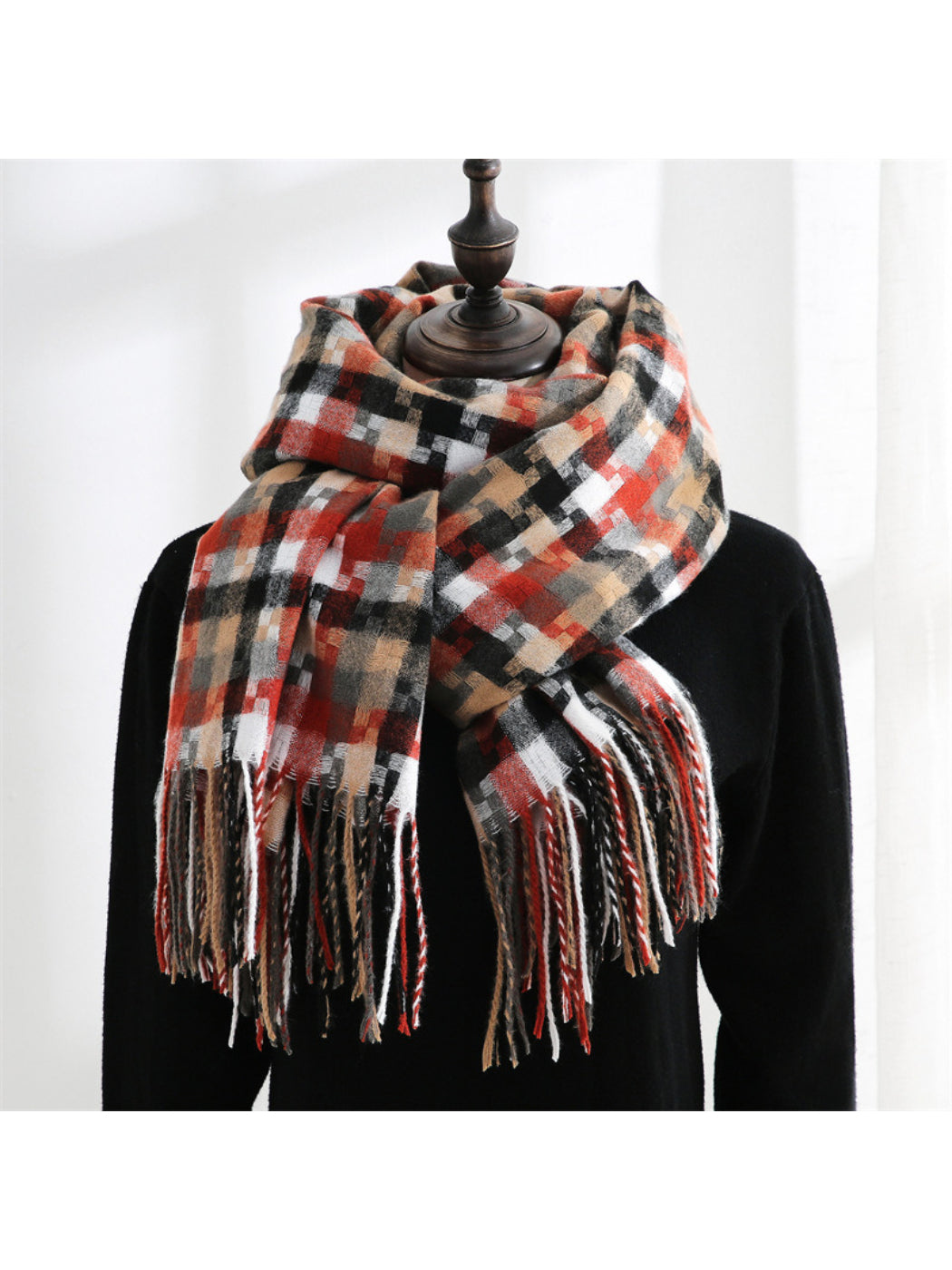 Scarvii - Multicolor Geometric Fringe Winter Scarf