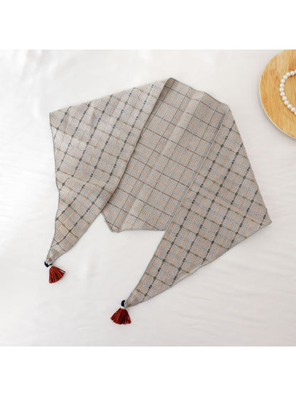Scarvii - Plaid Fringe Retro Style Triangle Bandana