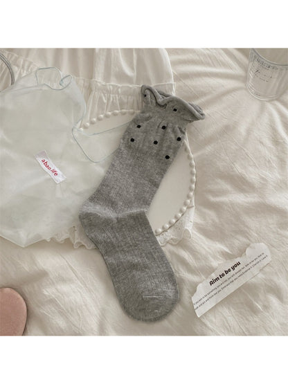 Rufia - Dotted Rib Knit Crew Socks