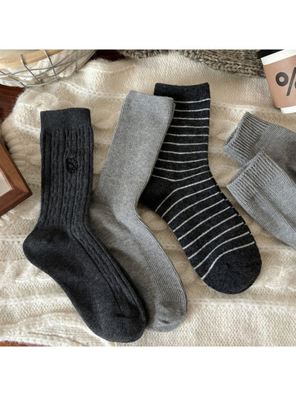 Rufia - Classic Ribbed Neutral Crew Socks
