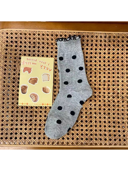 Rufia - Playful Dot Frill Edge Crew Socks