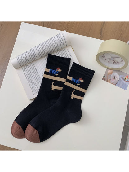 Rufia - Fun Graphic Colorblock Crew Socks