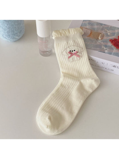 Rufia - Sweet Puppy Detail Ribbed Crew Socks product image 5