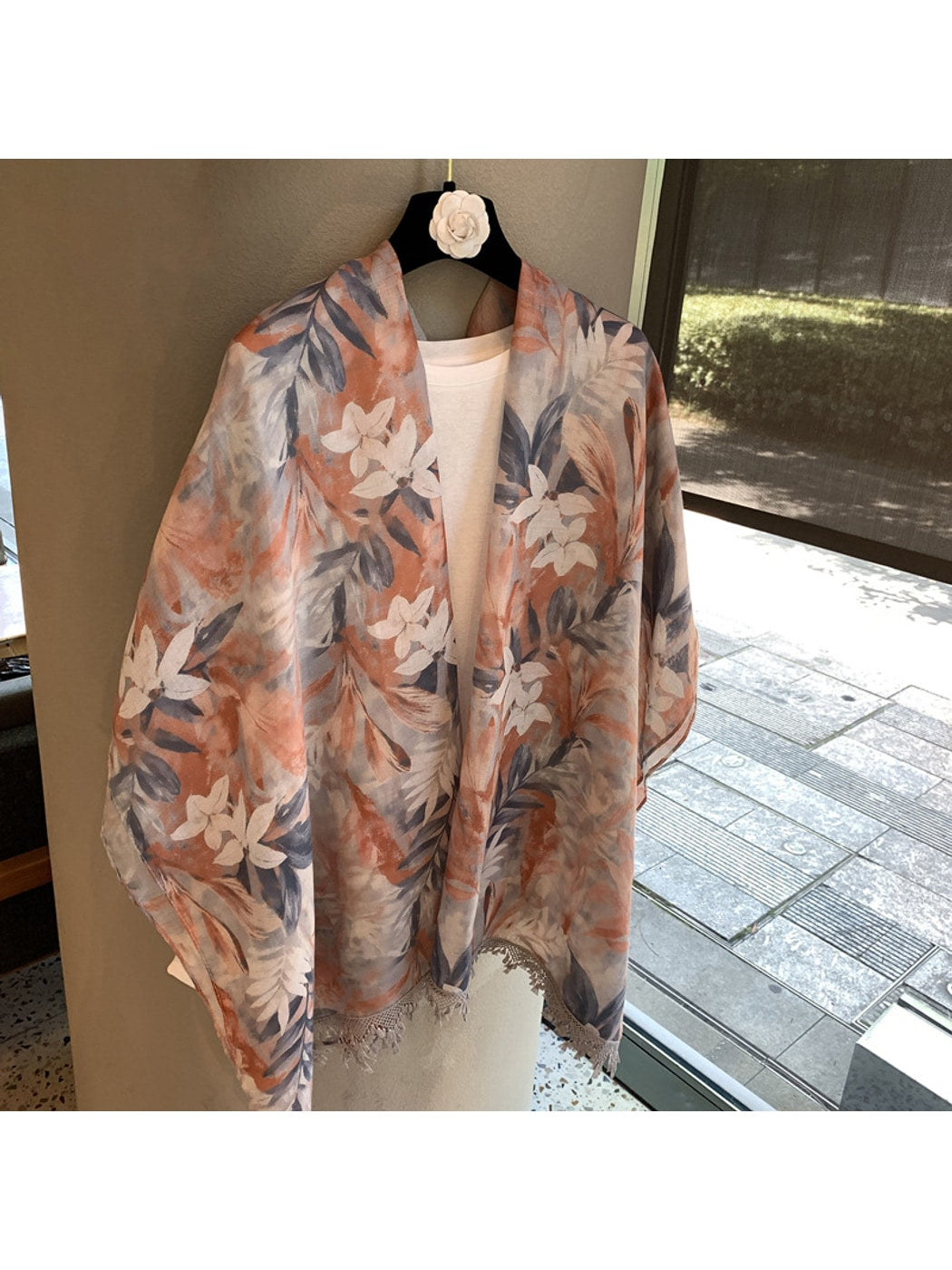 Scarvii - Soft Floral Rectangular Layering Shawl Scarf