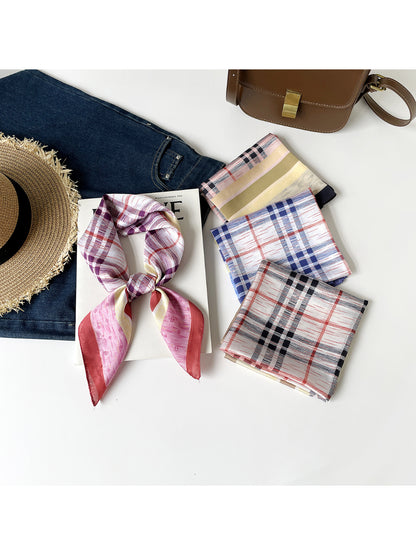 Scarvii - Plaid Print Square Scarf