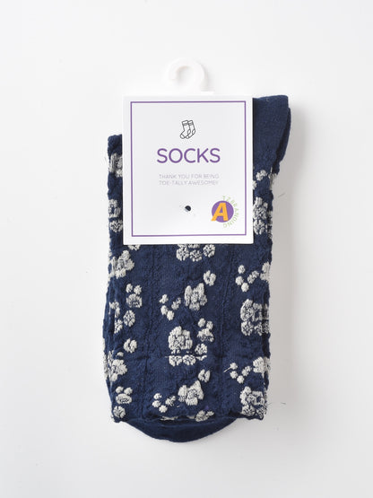 Rufia - Vintage Floral Court Style Mid-Calf Socks
