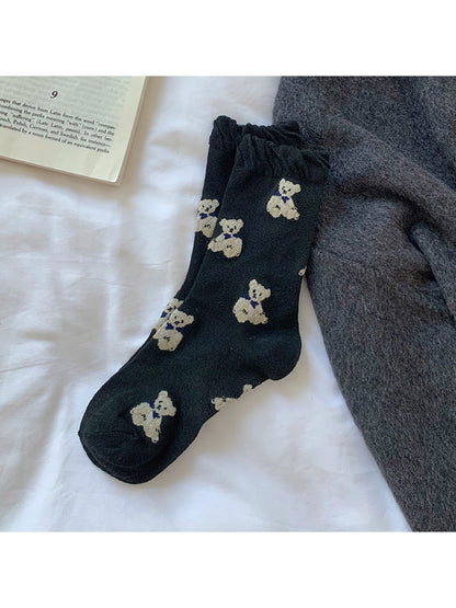 Rufia - Sweet Bear Pattern Everyday Crew Socks