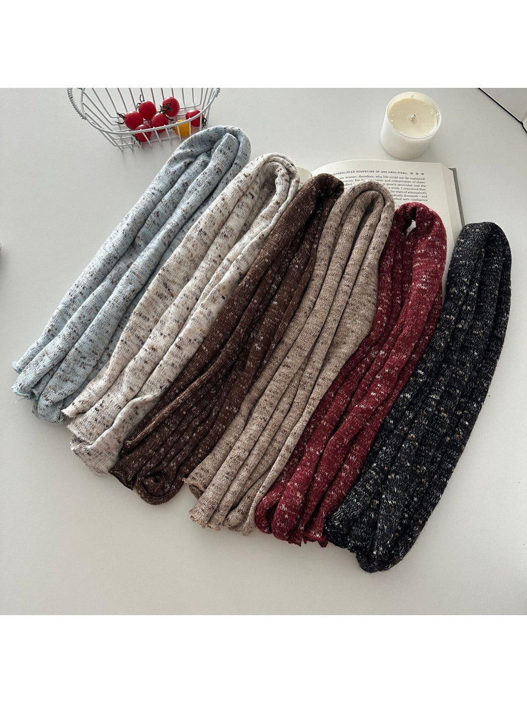 Scarvii - Winter Long Narrow Scarf with Starry Print