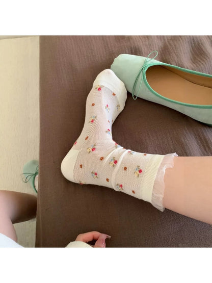 Rufia - Sweet Floral Mesh Crew Socks