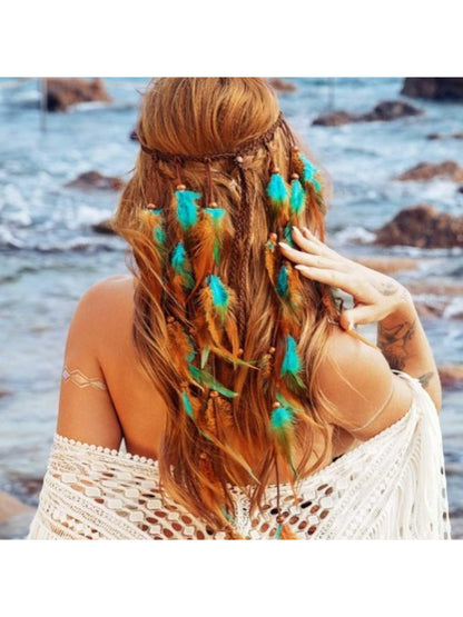 Hairish - Long Turquoise Feather Hair Garland