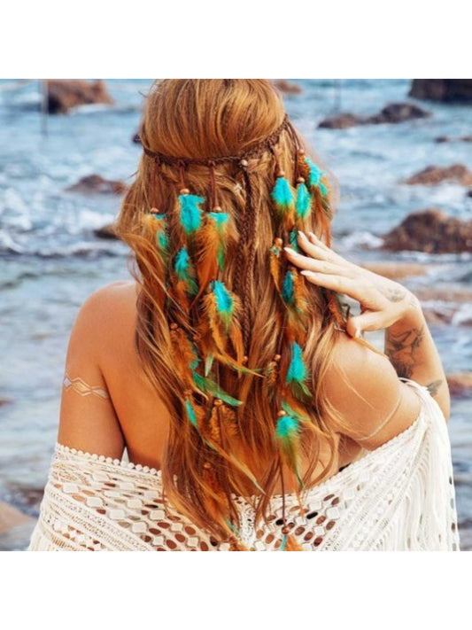 Hairish - Long Turquoise Feather Hair Garland
