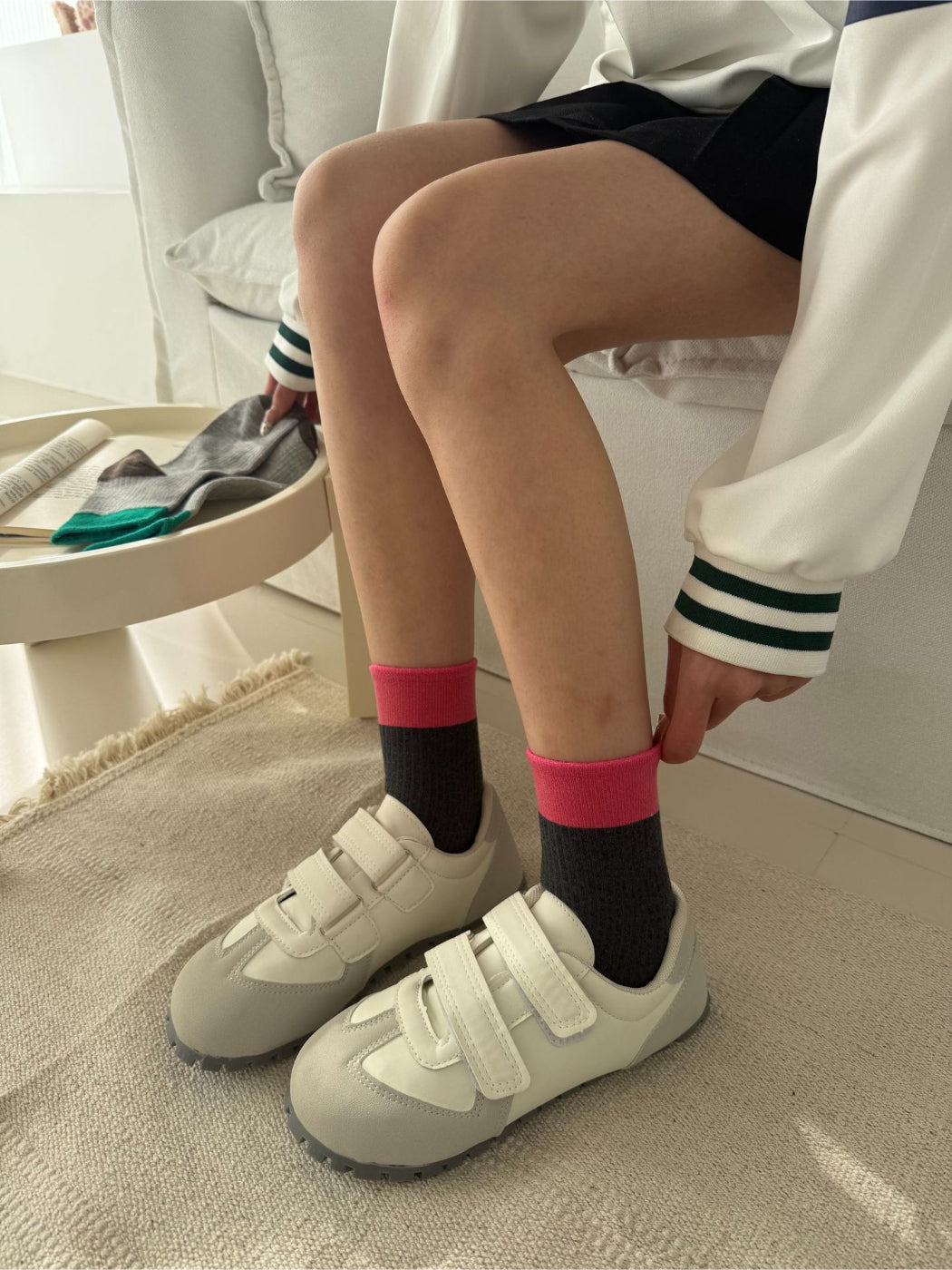 Rufia - Two Tone Ribbed Colorblock Crew Socks