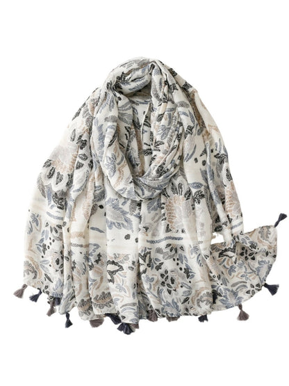 Scarvii - Boho Style Plant Floral Print Scarf - Chic & Fresh