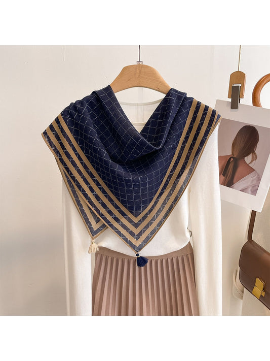 Scarvii - Retro Dot Diamond Grid Pattern Square Scarf