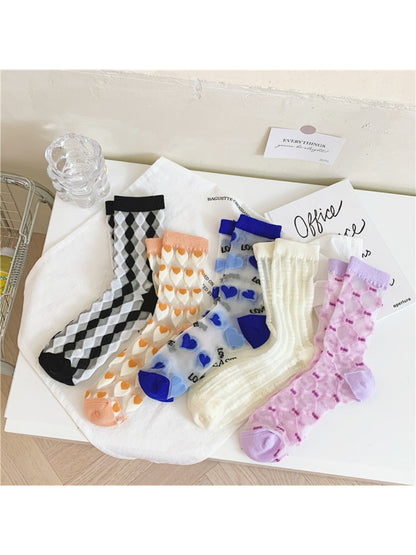 Rufia - Heart Pattern Sheer Socks