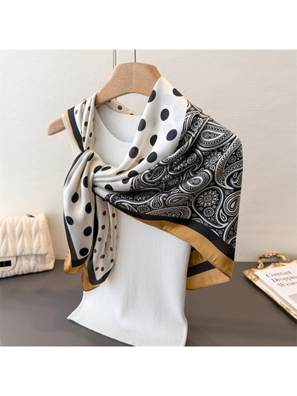 Scarvii - Square Scarf with Paisley & Dots Print