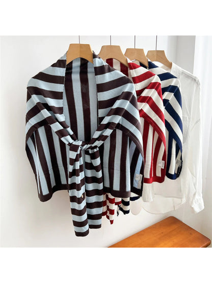 Scarvii - Striped T-Shaped Knit Scarf