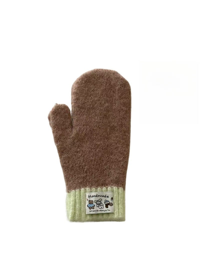 Gloving - Classic Color-Block Full-Cover Knitted Mittens