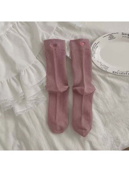 Rufia - Soft Rib Heart Detail Crew Socks