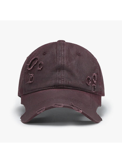 Haila - Distressed Adjustable Curved Brim Baseball Cap
