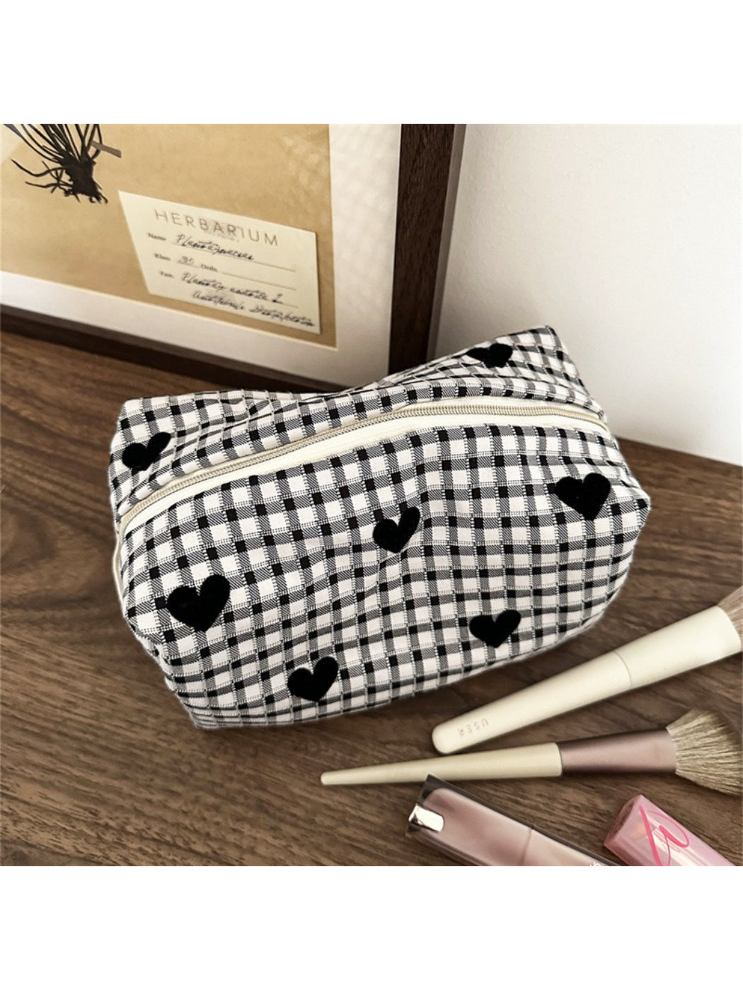 Cosbai makeup bag open showing spacious interior with black lining