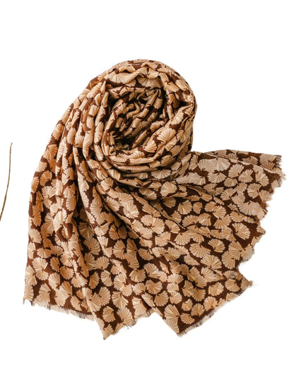 Scarvii - Lightweight Allover Leaf Print Scarf