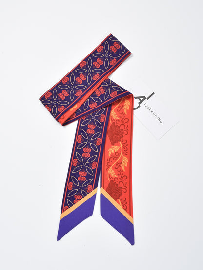 Scarvii - Bold Contrast Pattern Skinny Scarf