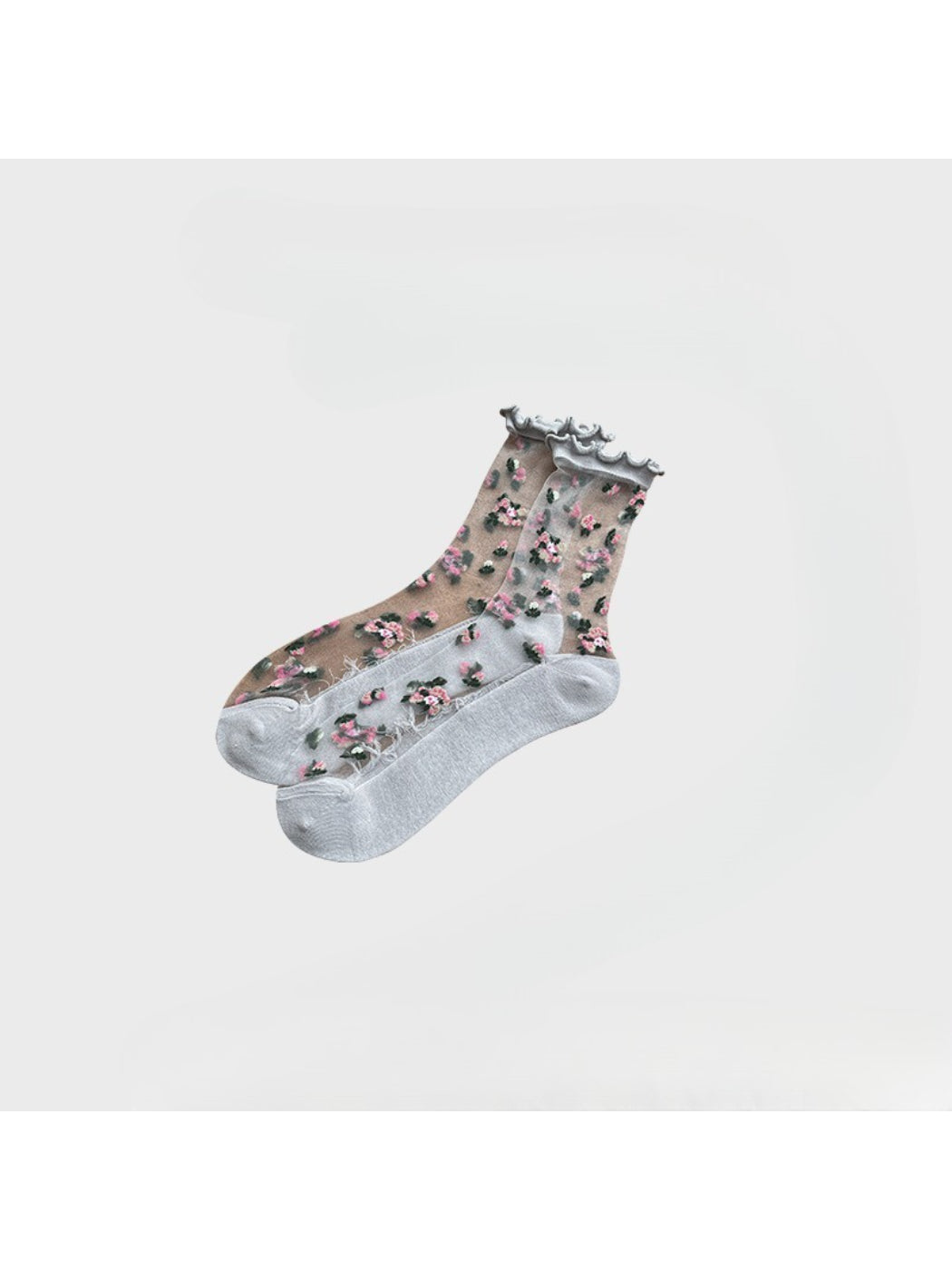 Rufia - Sheer Floral Lettuce Edge Crew Socks product image 6