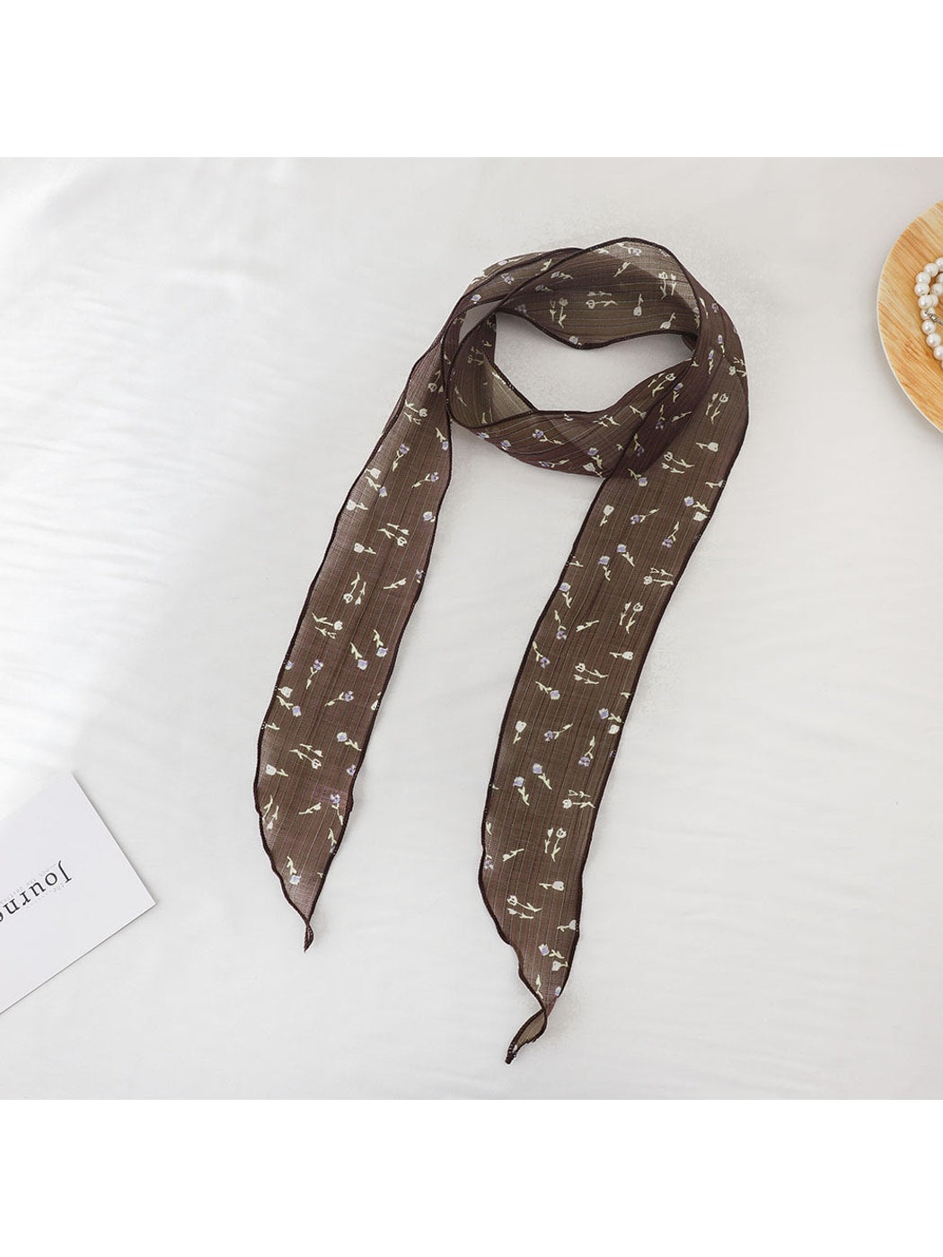 Scarvii - Floral Long Narrow Ribbon Scarf