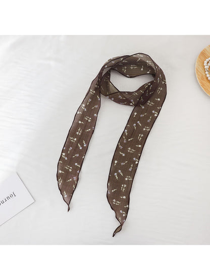 Scarvii - Floral Long Narrow Ribbon Scarf